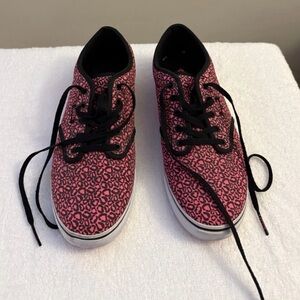 VANS AUTHENTIC WOMENS PINK BLACK LEOPARD CANVAS SNEAKERS SIZE 8